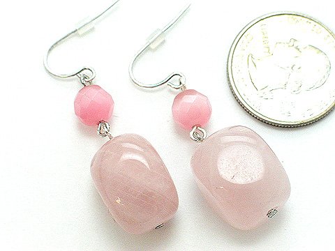 LIGHT PINK ROSE GLASS BEAD EARRINGS