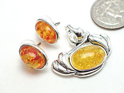 YELLOW PENDANT AND EARRING SET