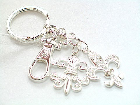 ROYAL FRENCH FLEUR DE LIS NEW ORLEANS PURSE BAG HANDBAG TOTE CHARM KEYCHAIN KEY CHAIN