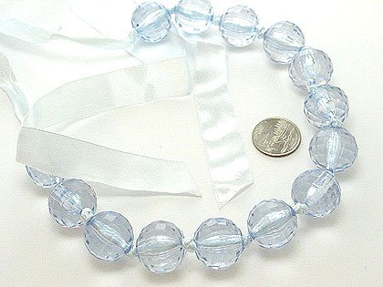 CHUNKY SINGLE ROW LIGHT BLUE LUCITE BEAD BALL NECKLACE