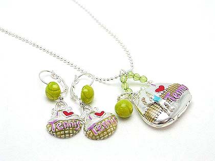 I LOVE TENNIS PURSE BAG LOCKET SET
