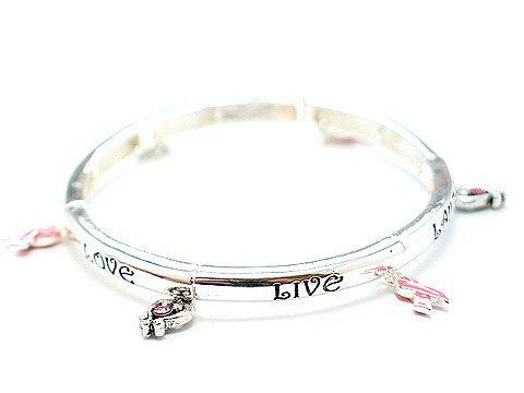 PINK RIBBON BREAST CANCER AWARENESS LIVE LOVE LAUGH BRACELET