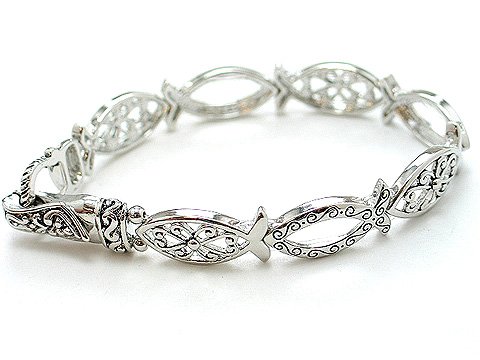 RELIGIOUS JESUS FILIGREE FISH BRACELET