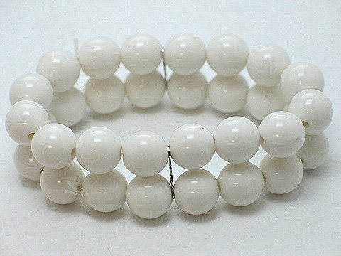 WHITE TWO ROW LUCITE BEAD BALL BRACELET
