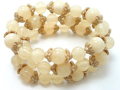 NATURAL THREE PIECE LUCITE BEAD BALL BRACELET