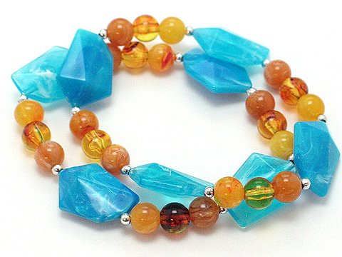 BLUE TWO PIECE LUCITE BEAD BALL BRACELET