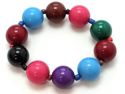 DARK MULTI COLOR SINGLE ROW LUCITE BEAD BALL BRACELET