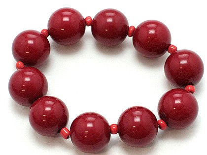 DARK RED SINGLE ROW LUCITE BEAD BALL BRACELET