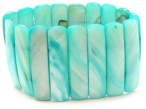 LIGHT BLUE TEAL SHELL BANGLE BRACELET