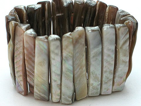BROWN SIMULATED TOPAZ SHELL BANGLE BRACELET