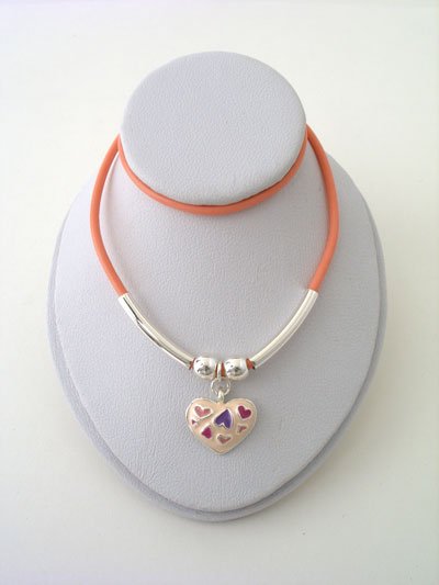 KIDS CHILDS GIRLS PINK HEART LOVE BEAD NECKLACE