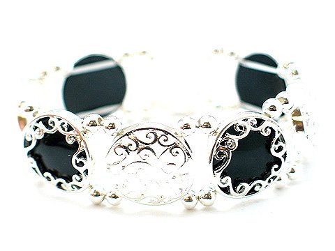 FILIGREE BLACK BANGLE BRACELET