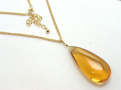 LONG SIMULATED TOPAZ GLASS NECKLACE