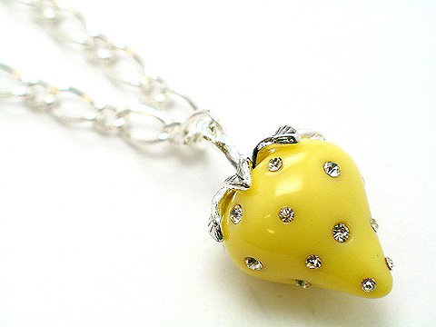 3D YELLOW STRAWBERRY CRYSTAL NECKLACE