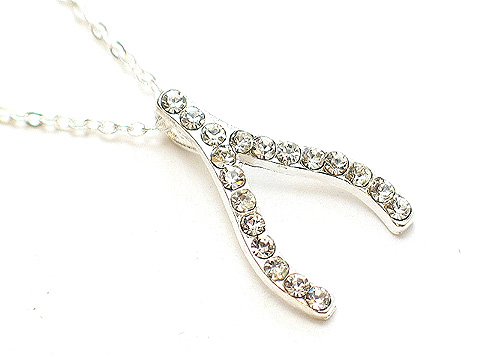 WISHBONE CRYSTAL NECKLACE