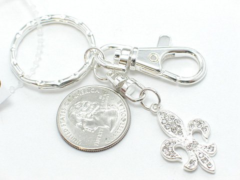 ROYAL FRENCH FLEUR DE LIS NEW ORLEANS PURSE BAG HANDBAG TOTE CRYSTAL CHARM KEYCHAIN KEY CHAIN