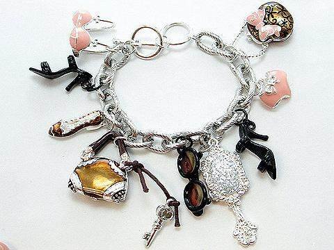 CHUNKY FASHION LADIES STUFF HEEL BRA BAG PURSE BRACELET