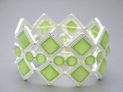 FASHION LIME LIGHT GREEN DIAMOND SHAPE CRYSTAL CIRCLE BANGLE BRACELET