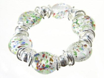 CHUNKY DESIGNER MURANO ITALIAN GLASS BEAD BRACELET