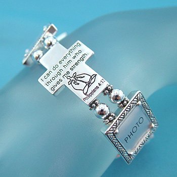 RELIGIOUS PHILIPPIANS 4:13 PHOTO MEMORY PICTURE HOLDER BRACELET