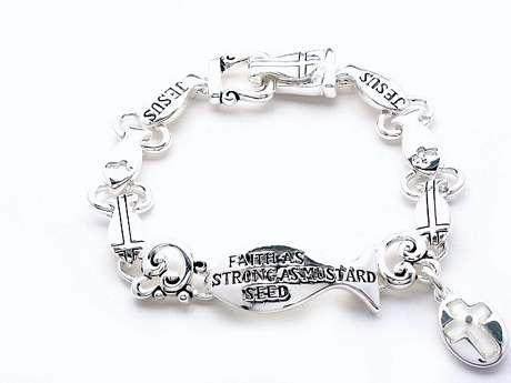 RELIGIOUS MATTHEW 17:20 FAITH JESUS FISH BRACELET