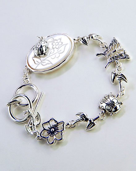 BUTTERFLY LADYBUG LADY BUG SHELL BRACELET