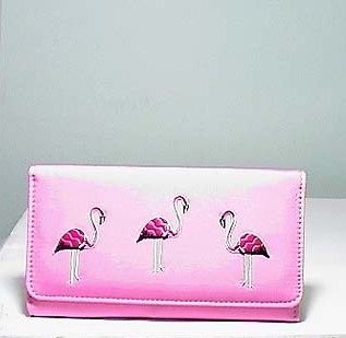 PINK FLAMINGO ISLAND COIN PURSE CHECK BOOK WALLET HOLDER