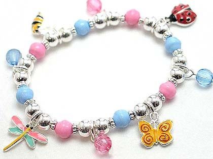 KIDS DRAGON FLY BUTTERFLY LADY BUG BUMBLE BEE BRACELET