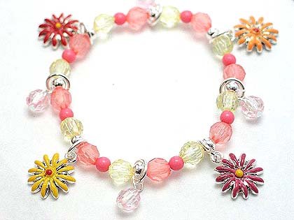 KIDS CHILDRENS FLOWER FLOWERS BEAD BRACELET