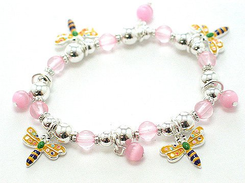 KIDS CHILDRENS DRAGONFLY DRAGON FLIES FLY BEAD BRACELET