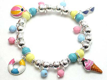 KIDS CHILDRENS CHILDS BEACH BALL BEAD BRACELET