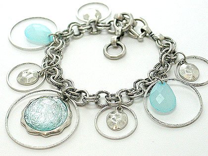 ANTIQUE STYLE BLUE CIRCLE TEAR DROP BRACELET
