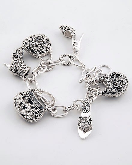 HOT 3D MARCASITE SHOES HANDBAG CRYSTAL BRACELET