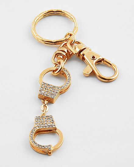 POLICE WOMAN LAW COURT HAND CUFFS COPS CRYSTAL KEYCHAIN