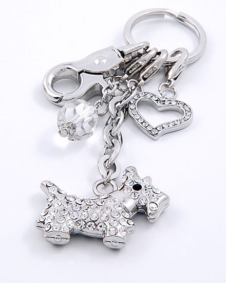 3D SCOTTISH TERRIER DOG LOVER TRAINER CRYSTAL KEYCHAIN