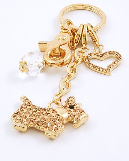 3D SCOTTISH TERRIER DOG LOVER TRAINER CRYSTAL KEYCHAIN