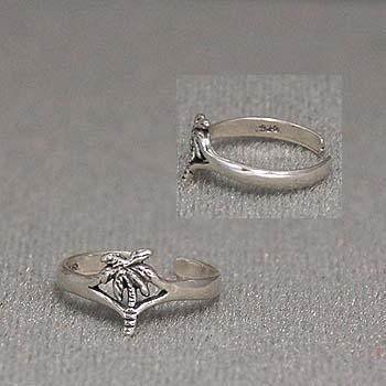 TROPICAL PALM TREE FLORIDA 925 STERLING SILVER TOE RING