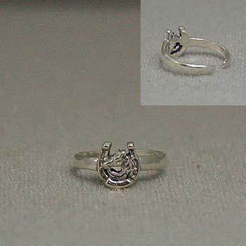 925 STERLING SILVER WESTERN COWGIRL HORSE HORSESHOE TOE RING
