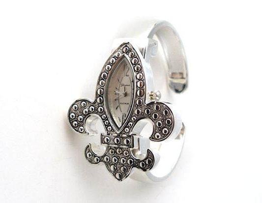 FRENCH FLEUR DE LIS NEW ORLEANS WATCH BANGLE BRACELET