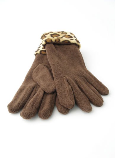 ONE SIZE BROWN LEOPARD CHEETAH HAND ANIMAL PRINT LADIES GLOVES