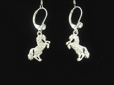 WESTERN COWGIRL AUSTRIAN CRYSTAL HORSE RODEO EARRINGS