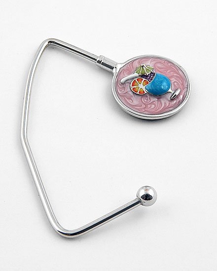 PINK TROPICAL COCKTAIL HANDBAG PURSE N HOOK HANGER HOLDER