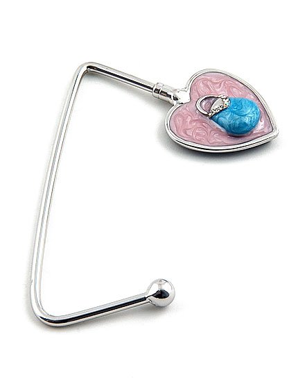 PINK AUSTRIAN CRYSTAL HANDBAG PURSE HOOK HANGER HOLDER