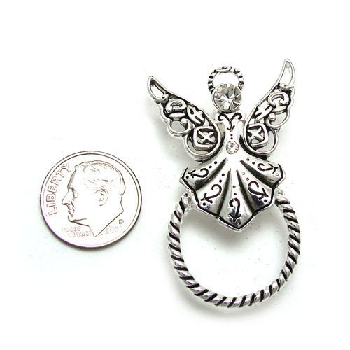 GUARDIAN ANGEL CRYSTAL ID EYE GLASS HOLDER BROOCH PIN