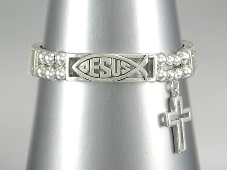 NEW RELIGIOUS JOHN 3:16 WHOEVER BELIEVES IN HIM JESUS CROSS BRACELET