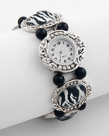 JUNGLE BLACK ZEBRA LEOPARD CHEETAH ANIMAL PRINT WATCH