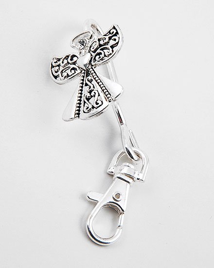 FILIGREE RELIGIOUS CRYSTAL GUARDIAN ANGEL KEY KEYCHAIN FINDER