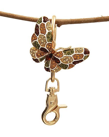 BROWN BUTTERFLY 90 CRYSTAL KEY KEYCHAIN HANDBAG FINDER