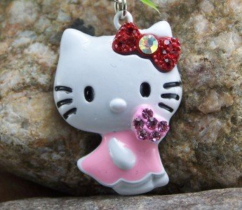 SANRIO HELLO KITTY CAT KITTEN 15 CRYSTAL KEYCHAIN