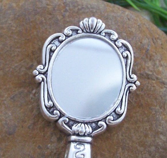 Fairy Tale Mirror Silver Tone Handbag Purse Hook Caddy Holder